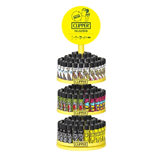 Clipper Carousel Display Street Life Lighters - 144ct + 12ct