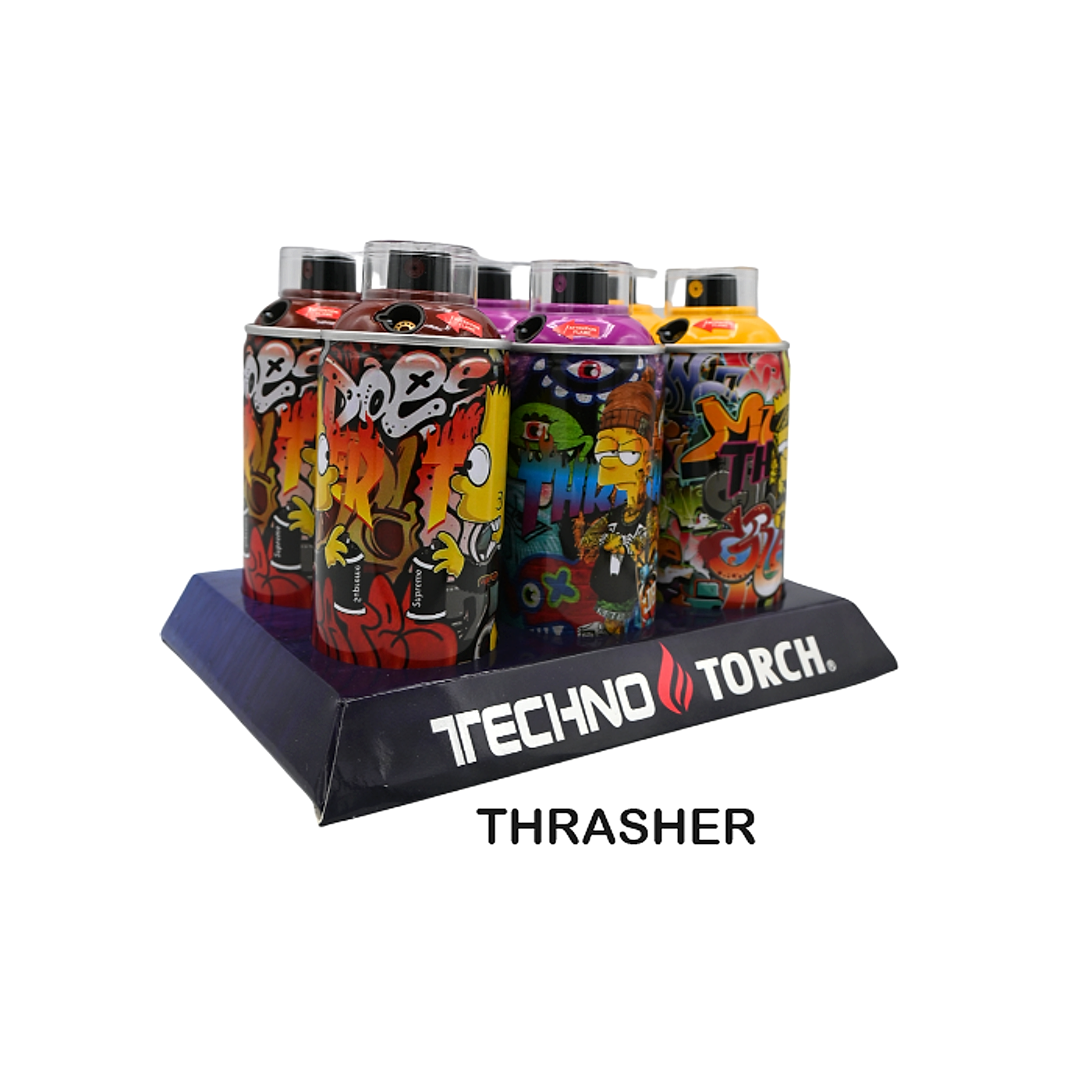 5" Techno Small Spray Can Torch Lighters - Thrasher - 6ct