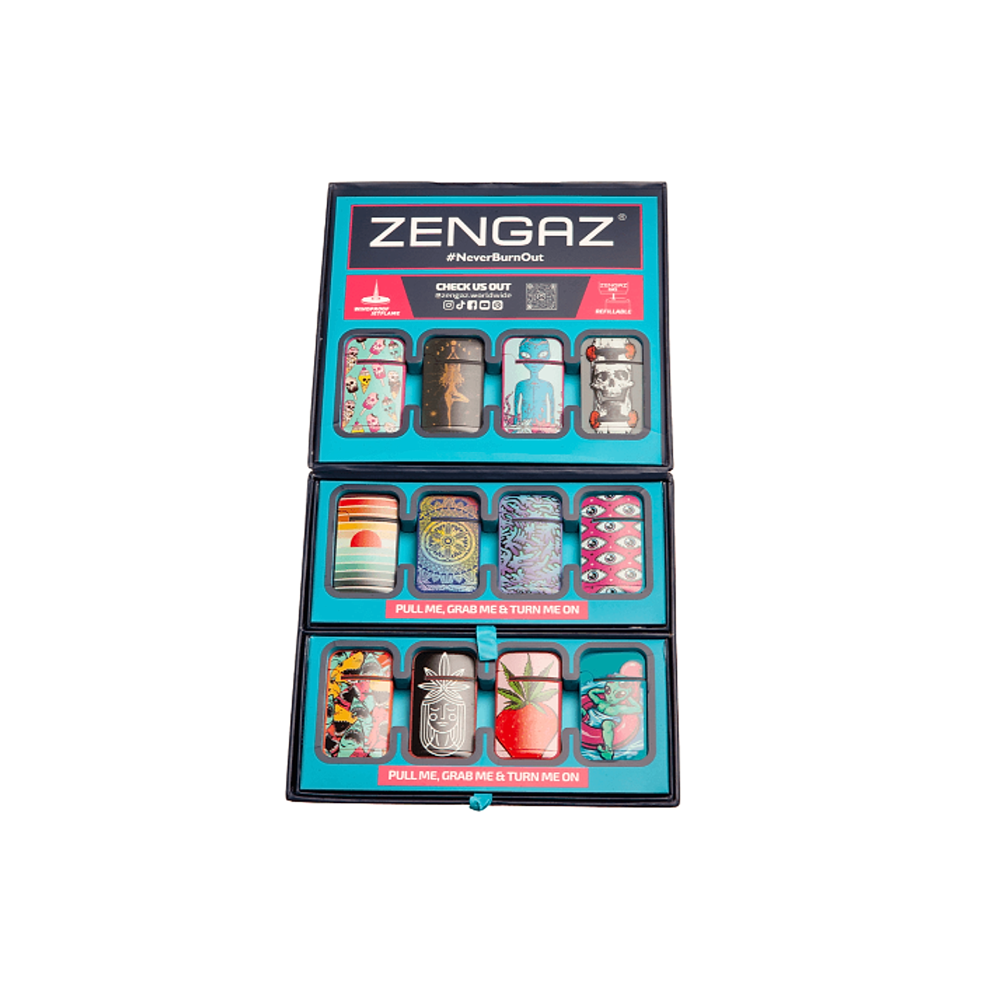 Zengaz Wing (ZL-13) Jet Rubberized Cube Lighters - 48ct