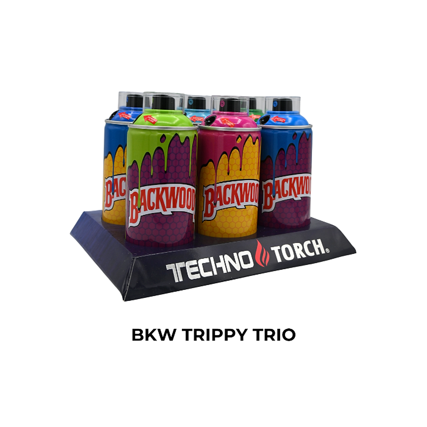 5" Techno Small Spray Can Torch Lighters - BKW Trippy Trio - 6ct