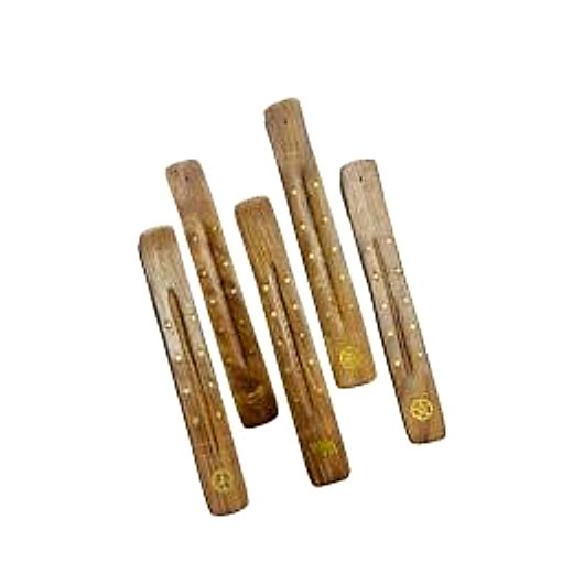 Incense Stick Joss Stick Flat Burn Holder Ash Catcher Wooden - 5pc