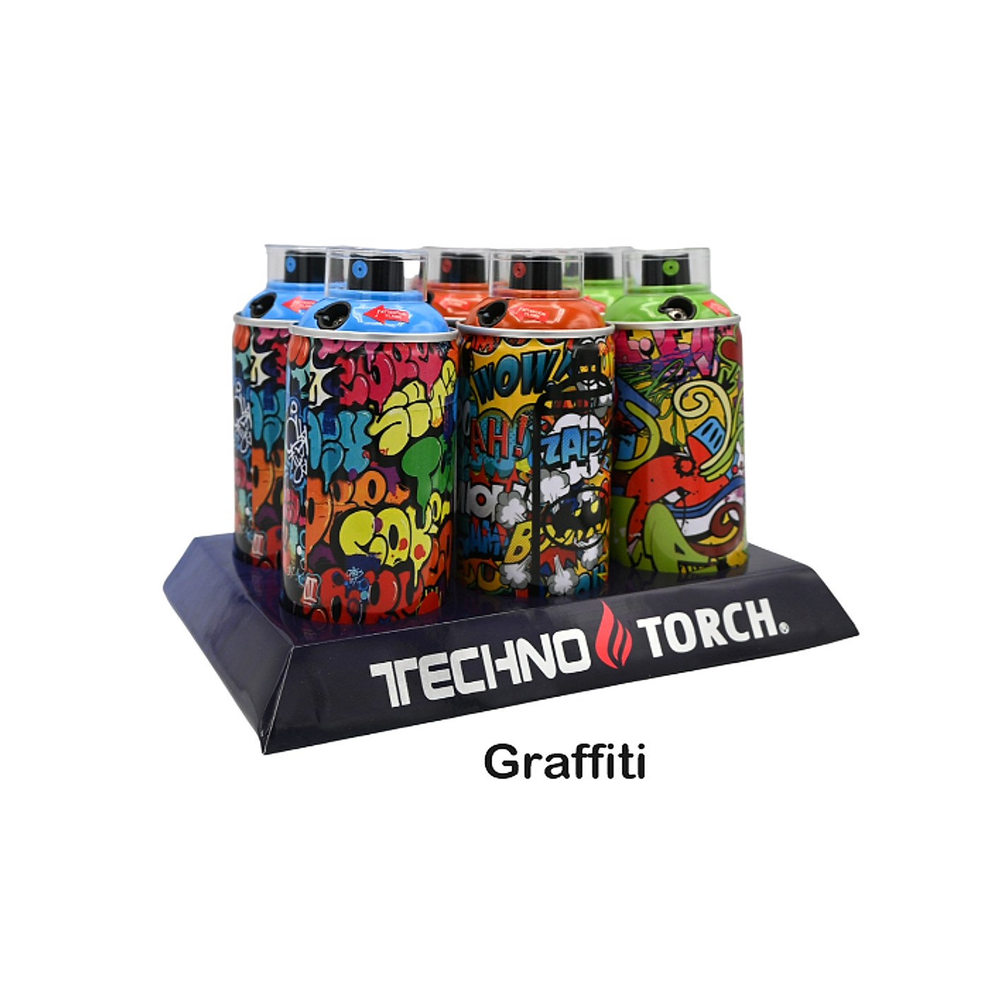 5" Techno Small Spray Can Torch Lighters - Graffiti - 6ct