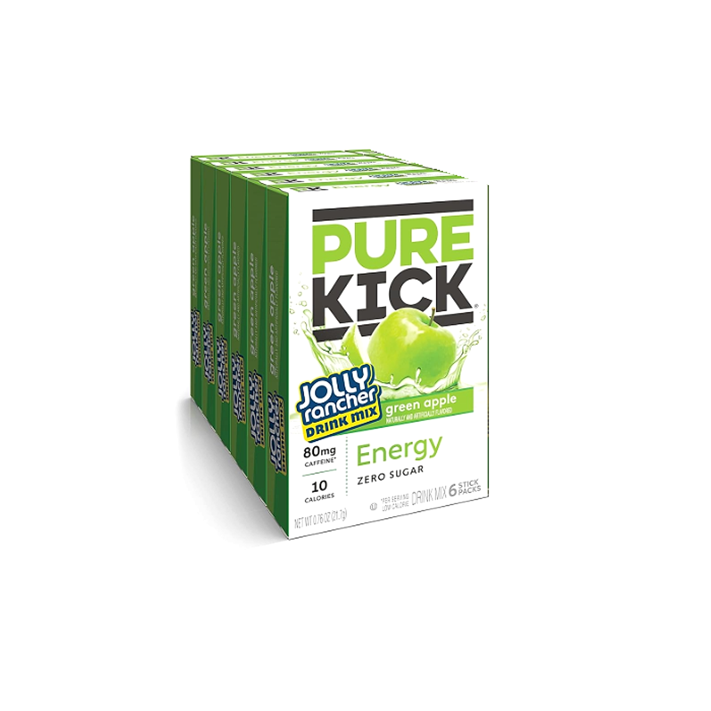 Pure Kick Energy Drink Mix- Green Apple - 6ct/6pk