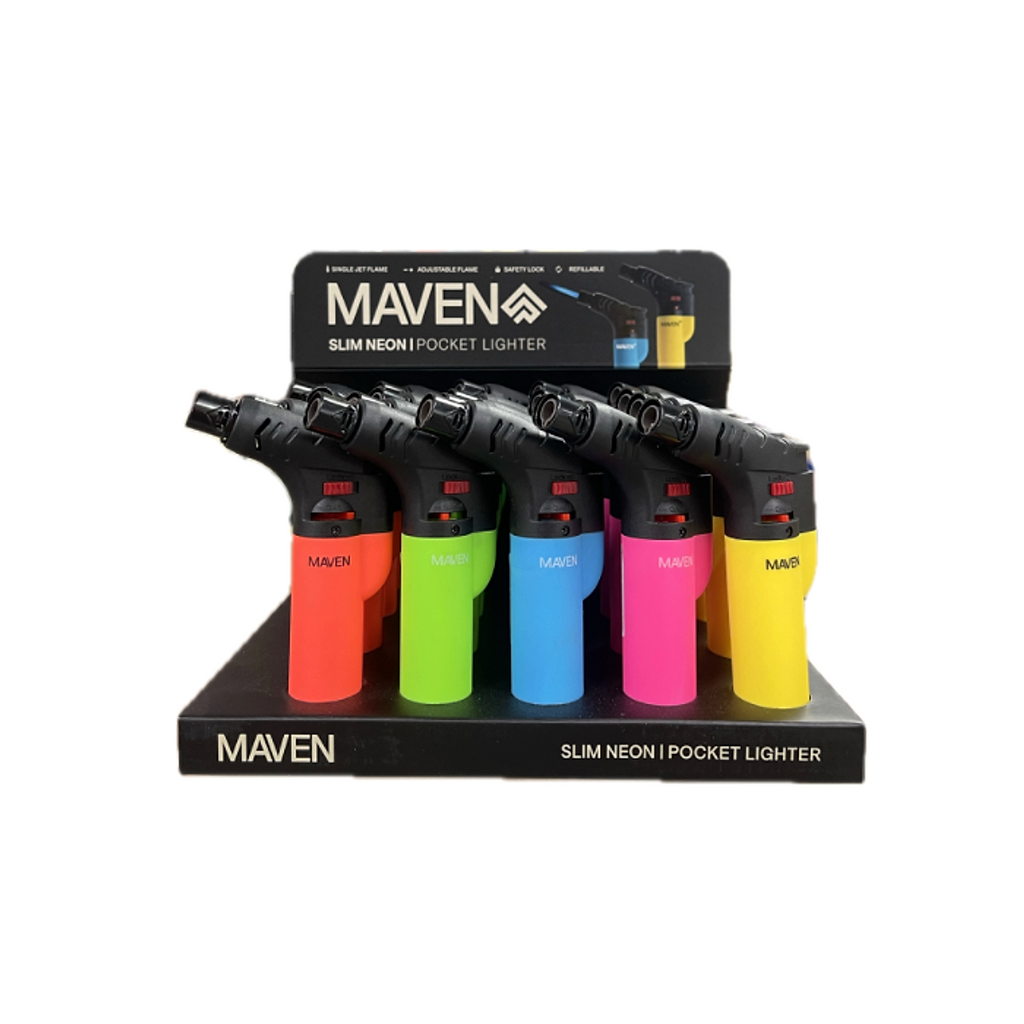 Maven Slim Neon Pocket Lighter- 20ct