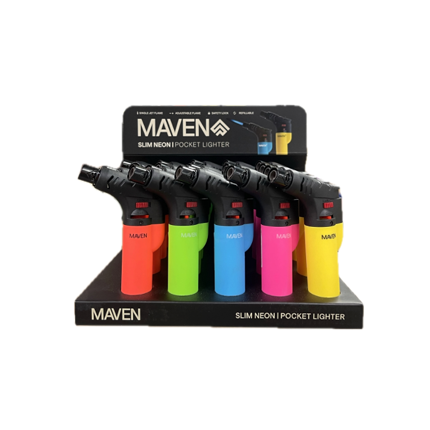 Maven Slim Neon Pocket Lighter- 20ct