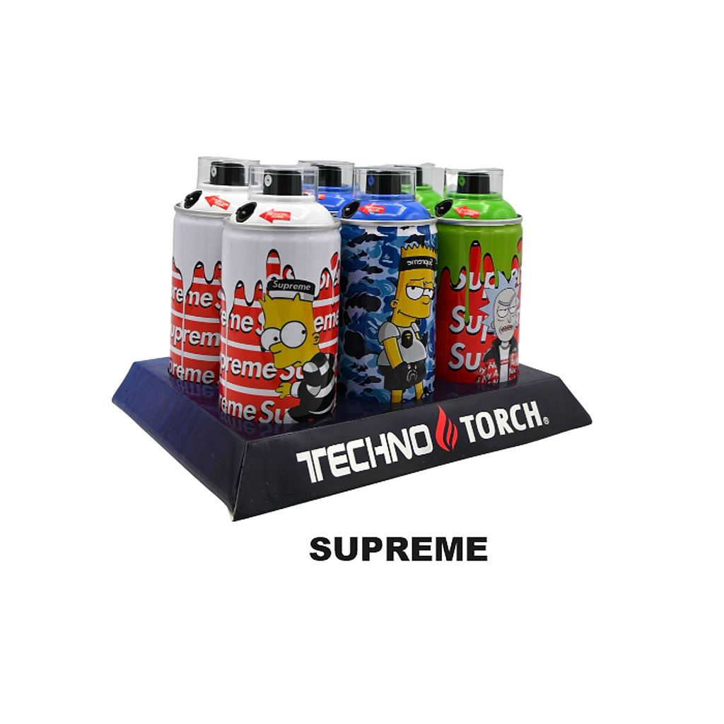 5" Techno Small Spray Can Torch Lighters - Supreme - 6ct