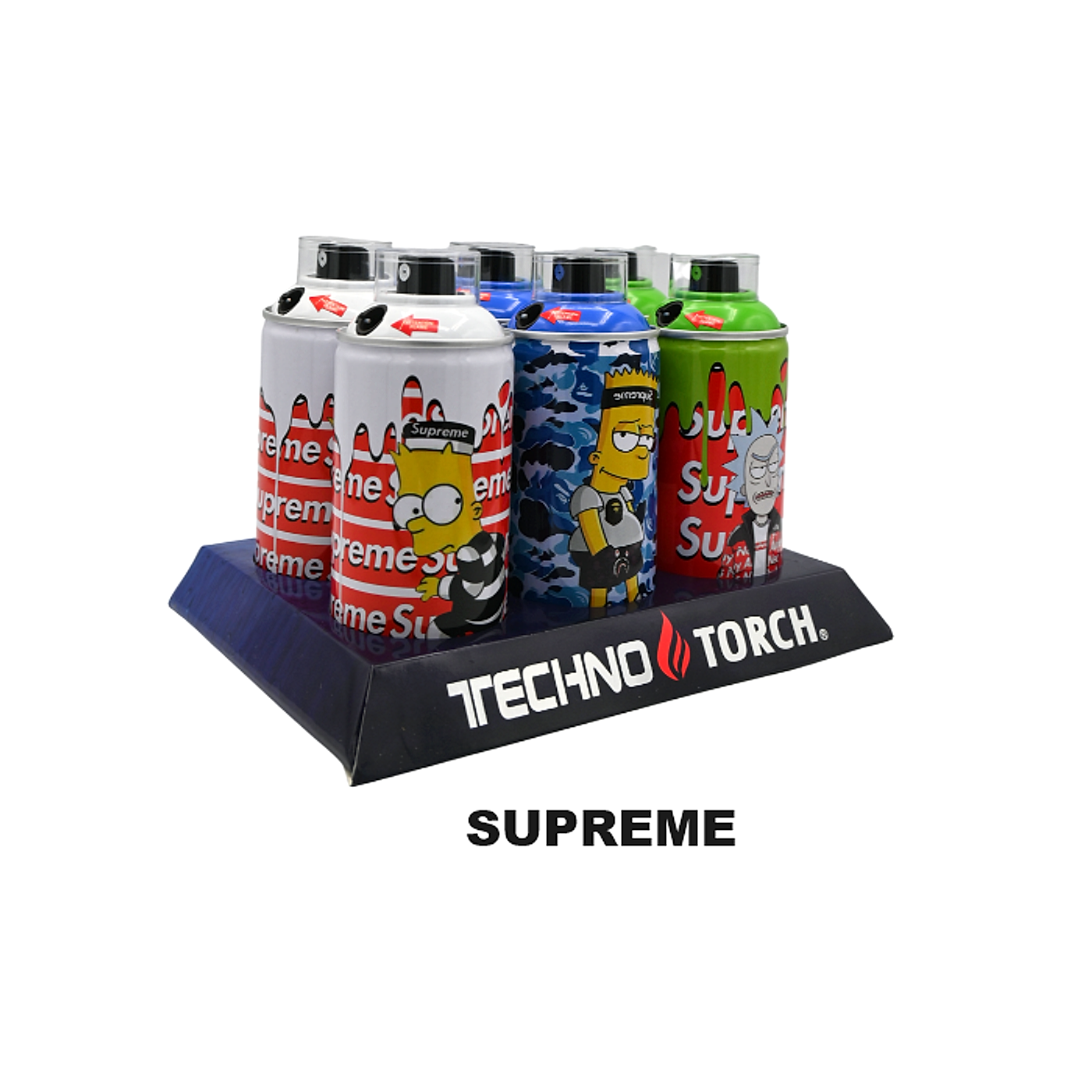 5" Techno Small Spray Can Torch Lighters - Supreme - 6ct