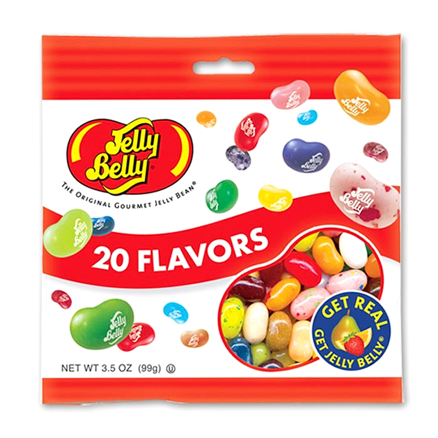 Jelly Belly Beans Peg Bag - 20 Flavors - 100g -12ct