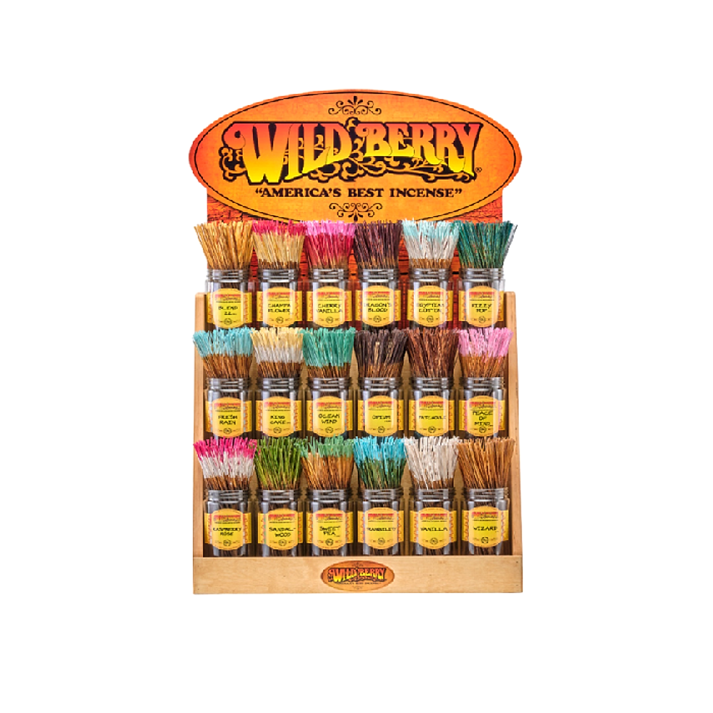 Wild Berry 11" Incense Stick Display- 18 Jars