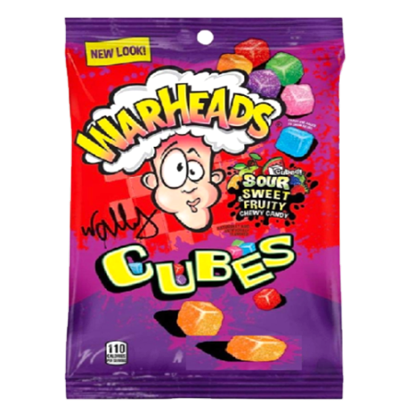 Warheads Sour Sweet Fruity Cubes Peg Bags - 170g -12ct