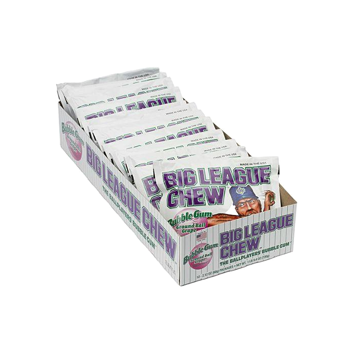 Big League Chew Gum - Ground Ball Grape - 12ct