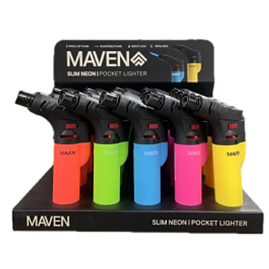 Maven Slim Neon Pocket Lighter- 20ct