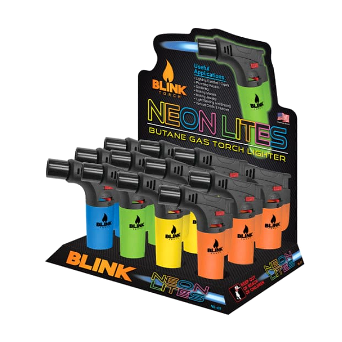 Blink Torch Lighter- Neon Lites- 12ct