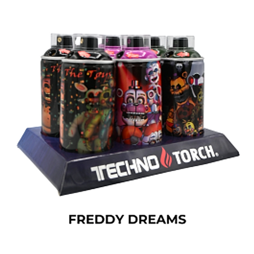 5" Techno Small Spray Can Torch Lighters - Freddy Dreams - 6ct
