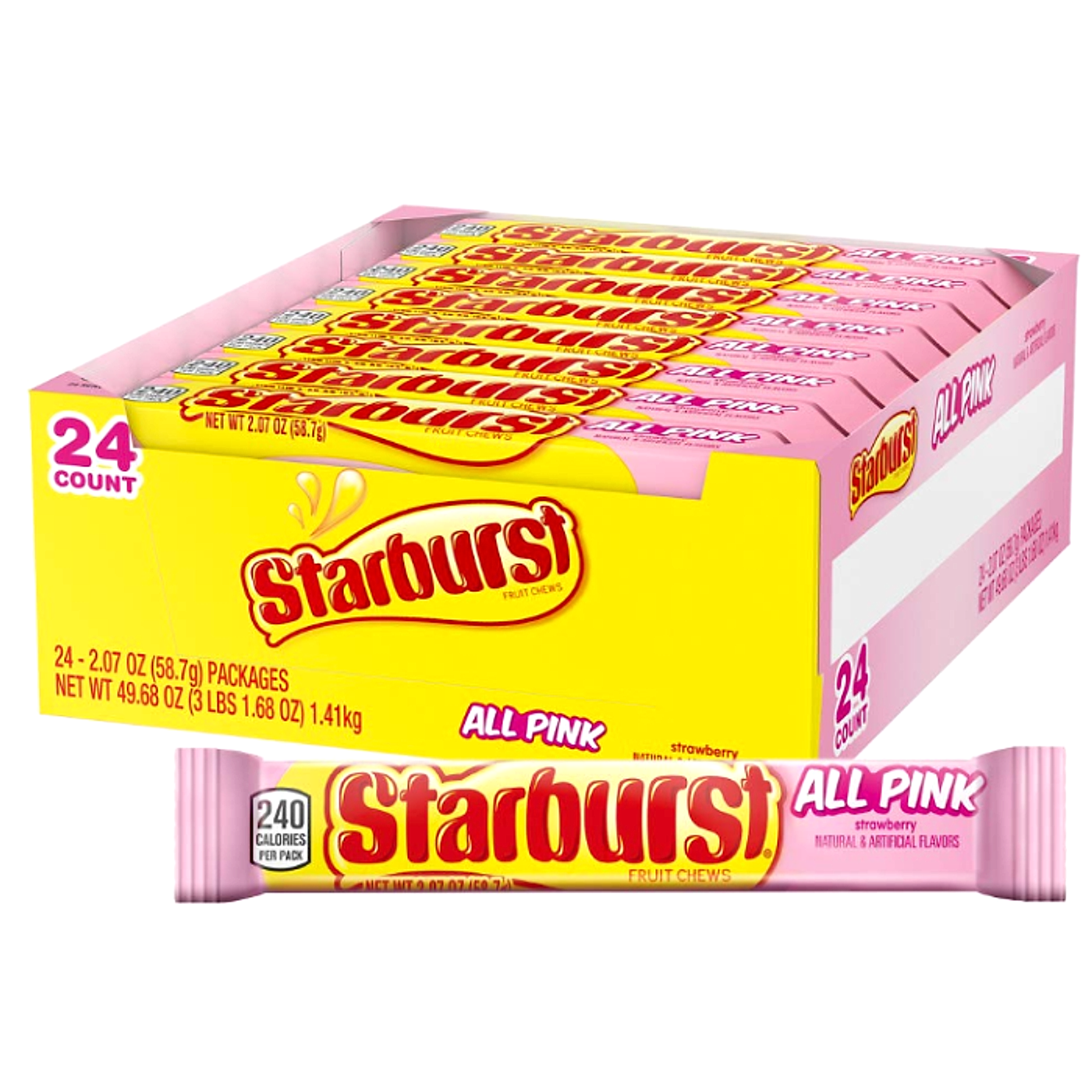 Starburst Fruit Chews Candy- All Pink - 24ct