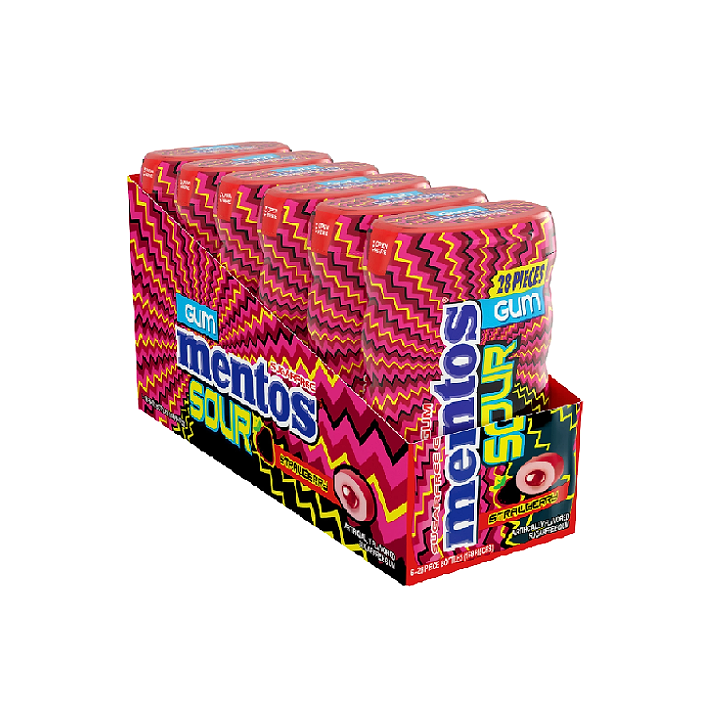 Mentos Sour Gum - Strawberry - 6ct