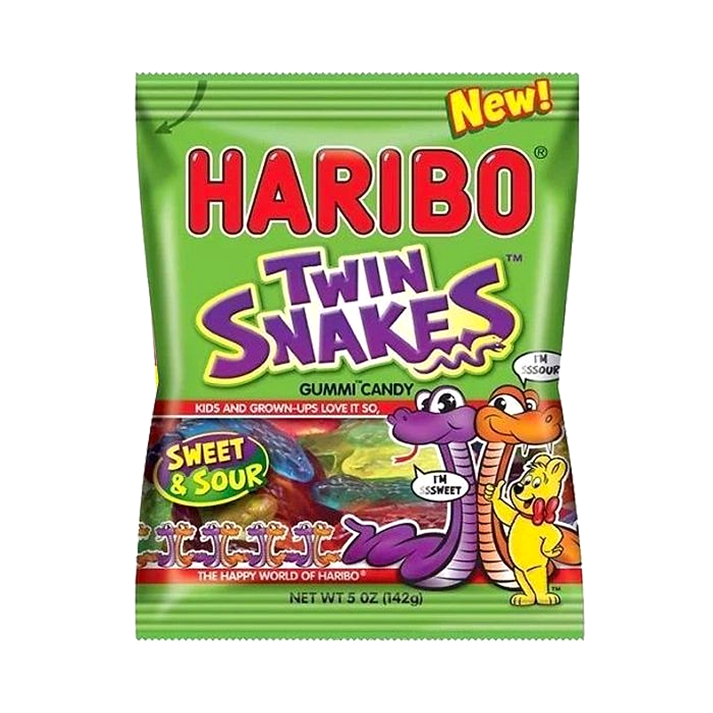 Haribo Gummi Candy - Twin Snakes - 142g -12ct