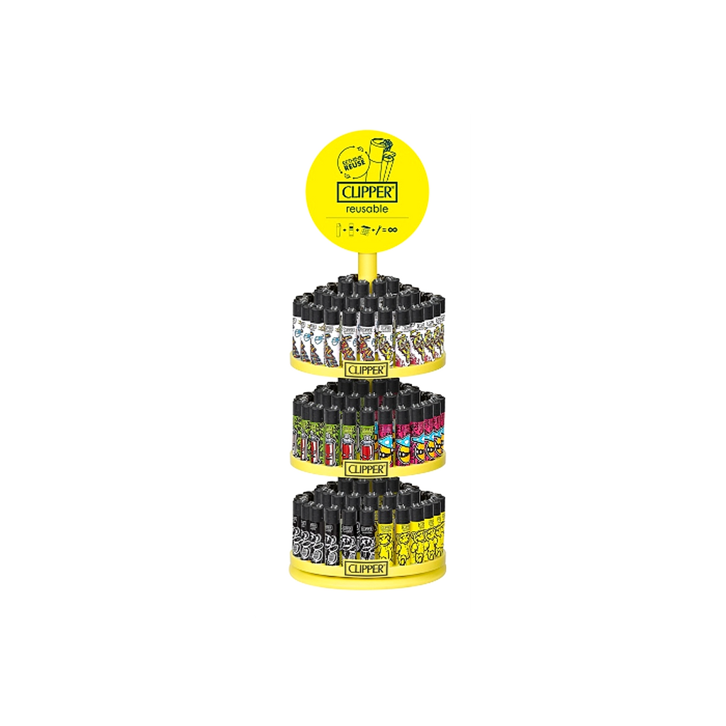 Clipper Carousel Display Street Life Lighters - 144ct + 12ct