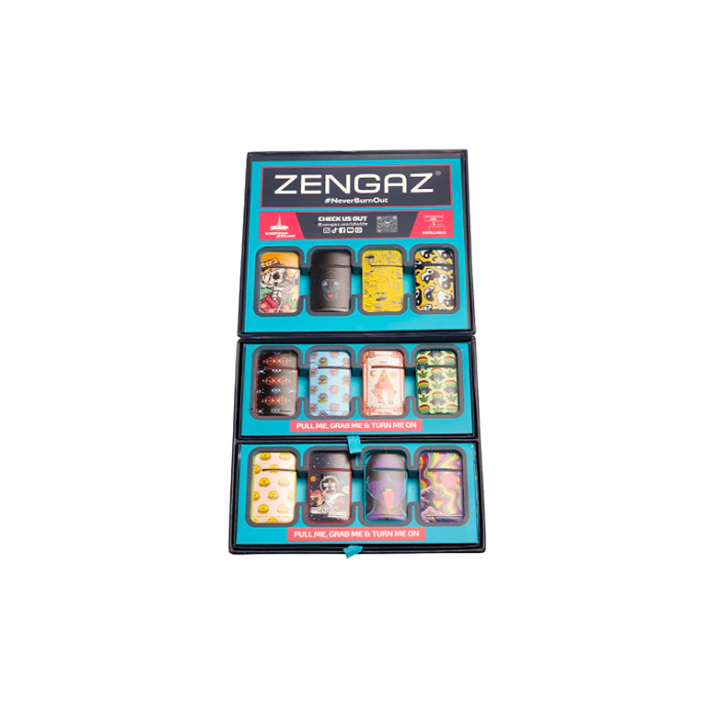 Zengaz Wing (ZL-13) Jet Rubberized Cube Lighters - 48ct