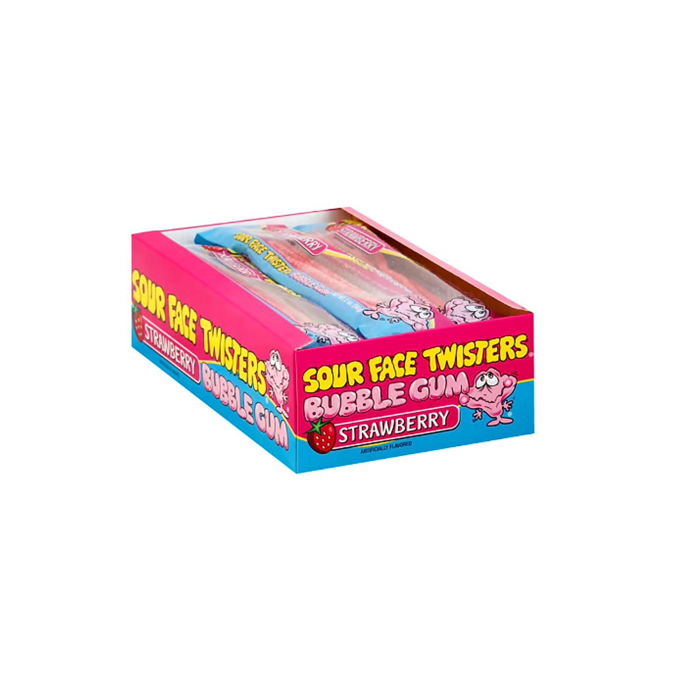 Face Twisters Sour Bubble Gum - Strawberry - 12ct
