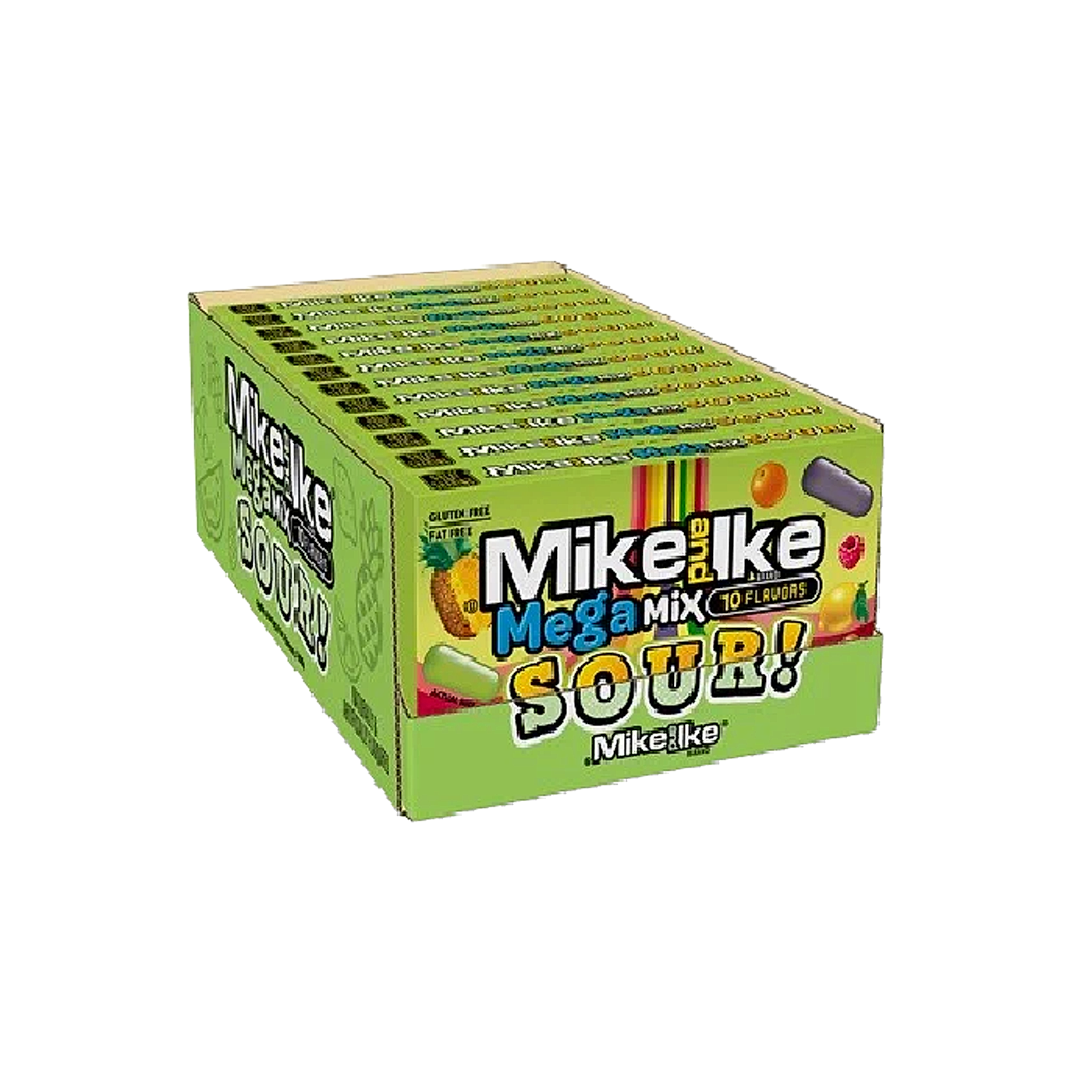 Mike and Ike Flavoured Candy Theatre Box - Mega Mix  Sour - 120g -12ct