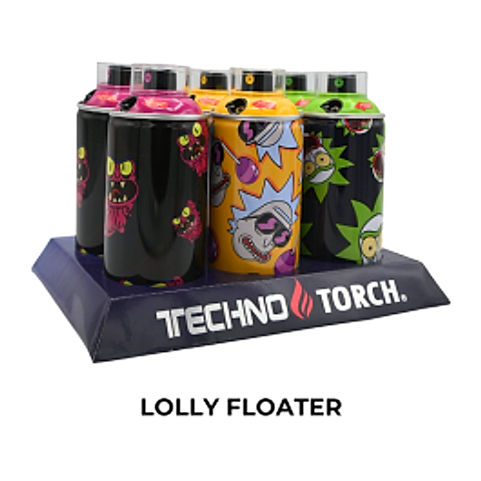 5" Techno Small Spray Can Torch Lighters - Lolly Floater - 6ct