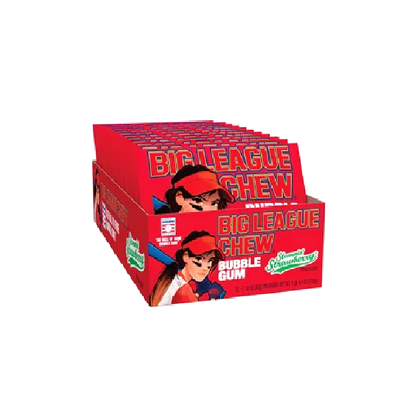 Big League Chew Gum- Slammin' Strawberry - 12ct