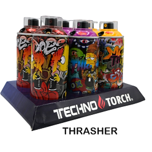 5" Techno Small Spray Can Torch Lighters - Thrasher - 6ct