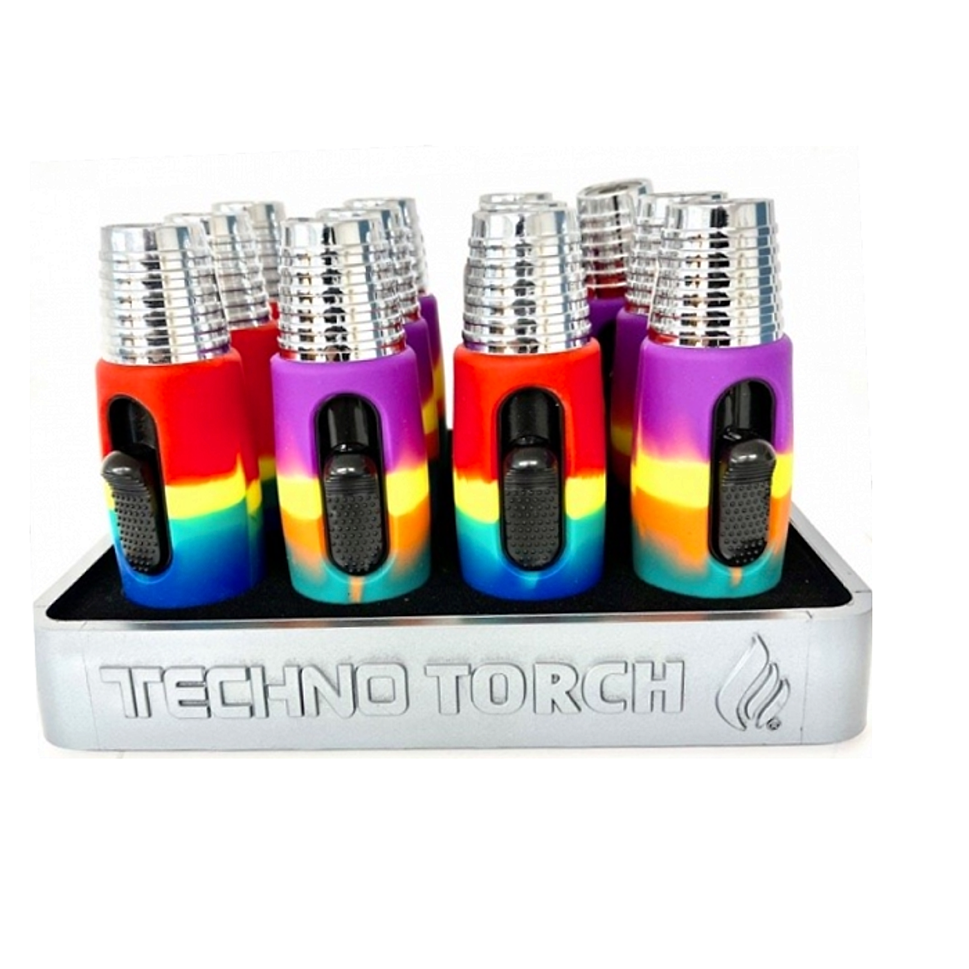 Easy Grip Torch Lighter - Rainbow - 12ct