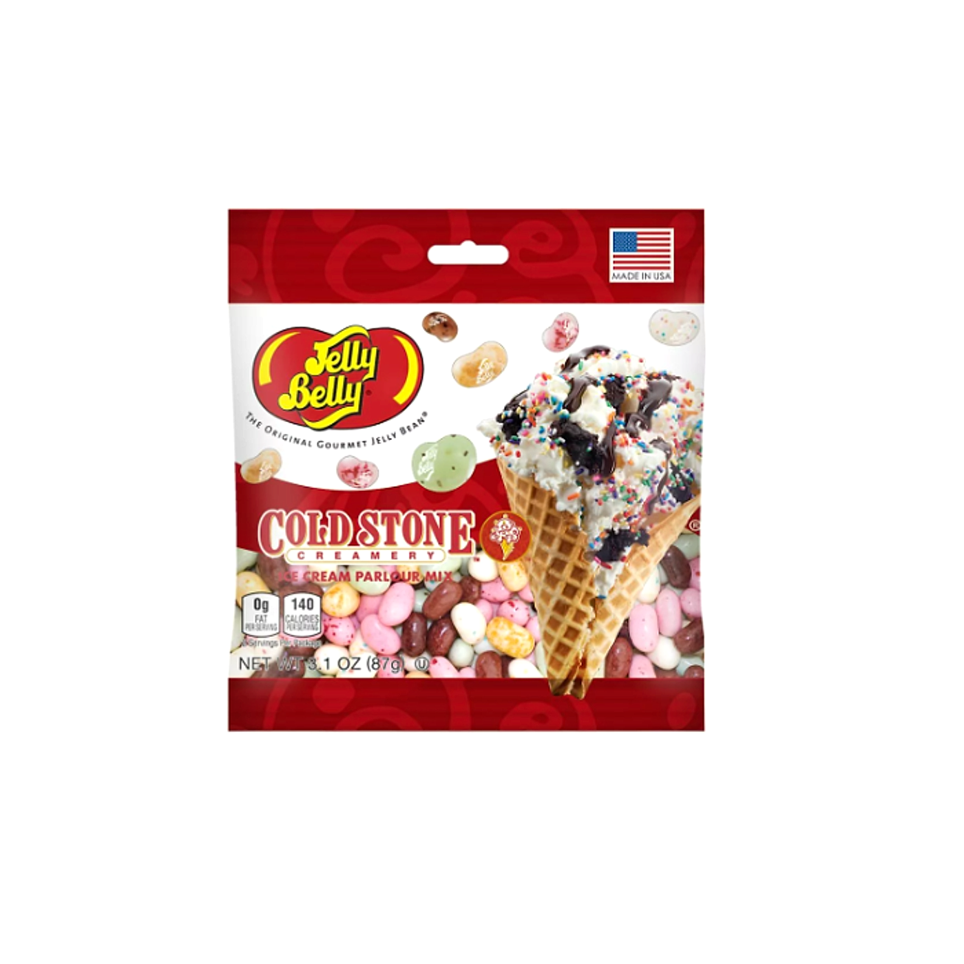 Jelly Belly Beans Peg Bag - Cold Stone Ice Cream Parlor Mix - 100g -12ct