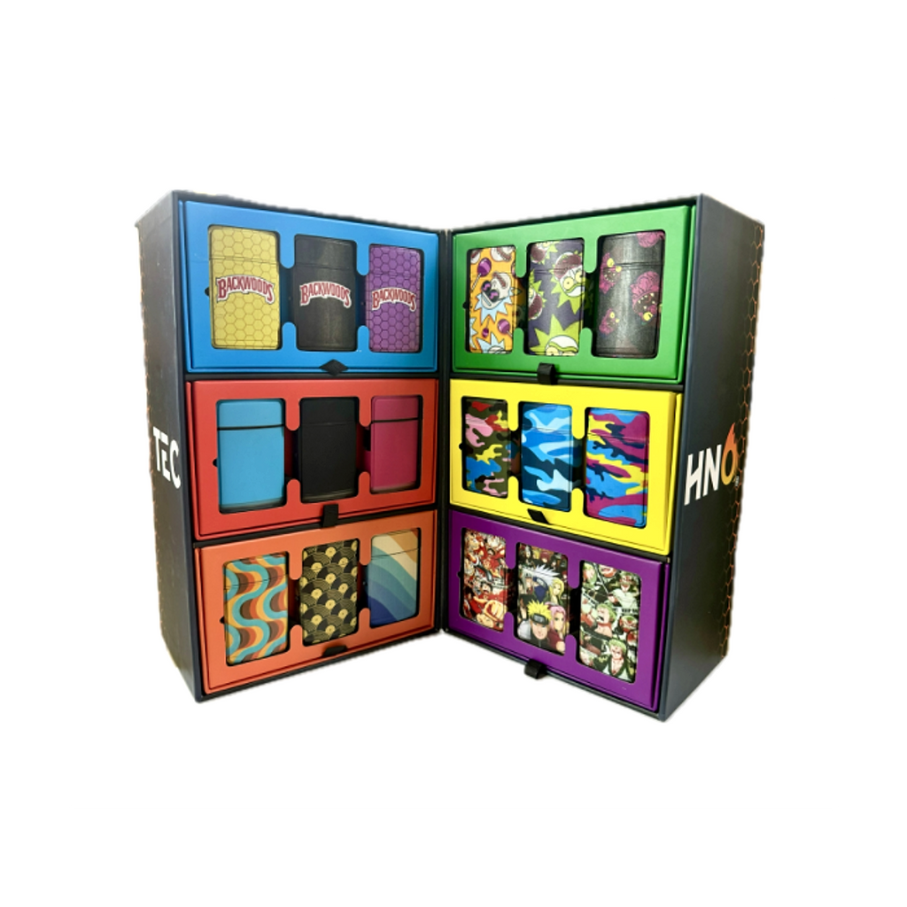 Square Flip Top Torch Lighter - Assorted Design - 72ct