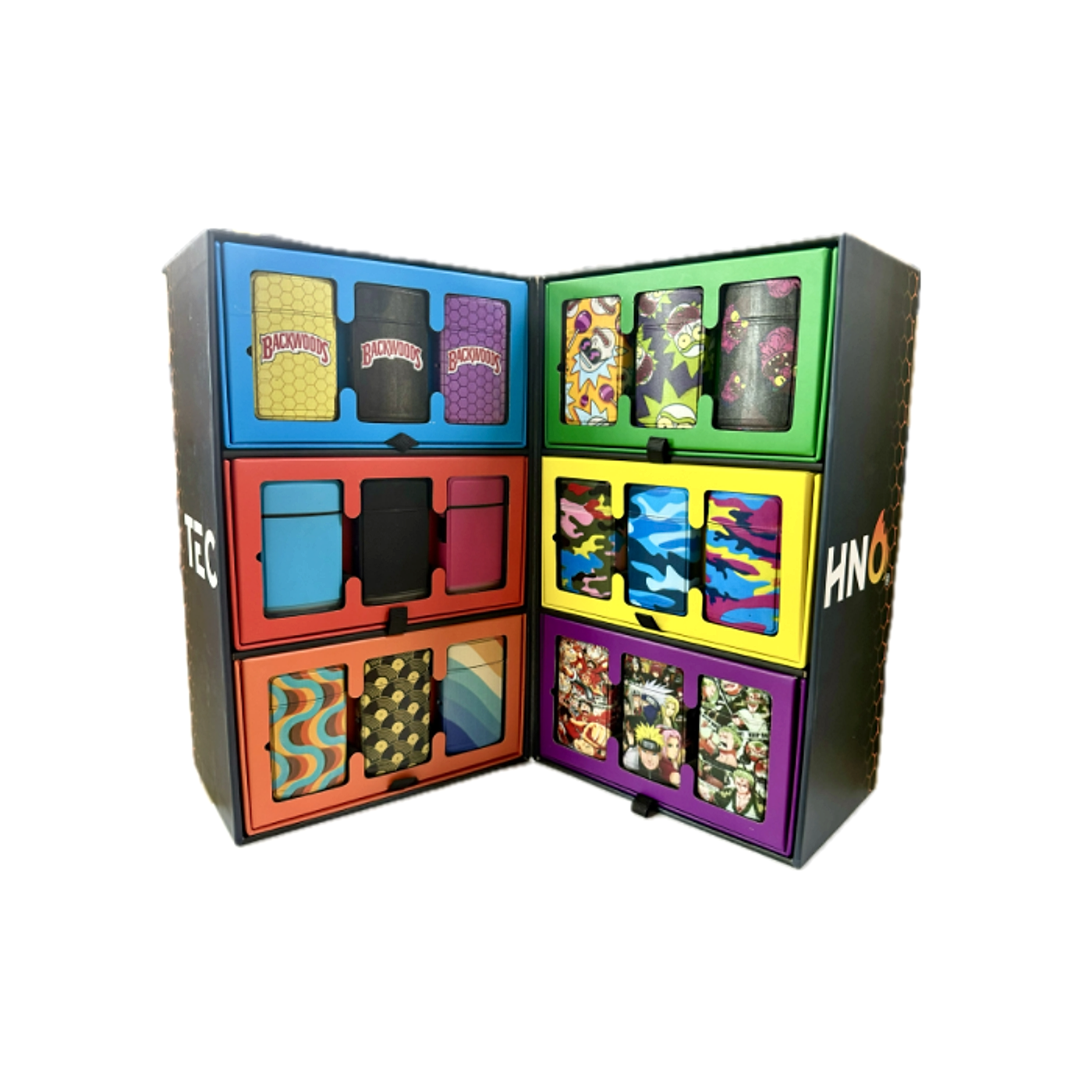 Square Flip Top Torch Lighter - Assorted Design - 72ct