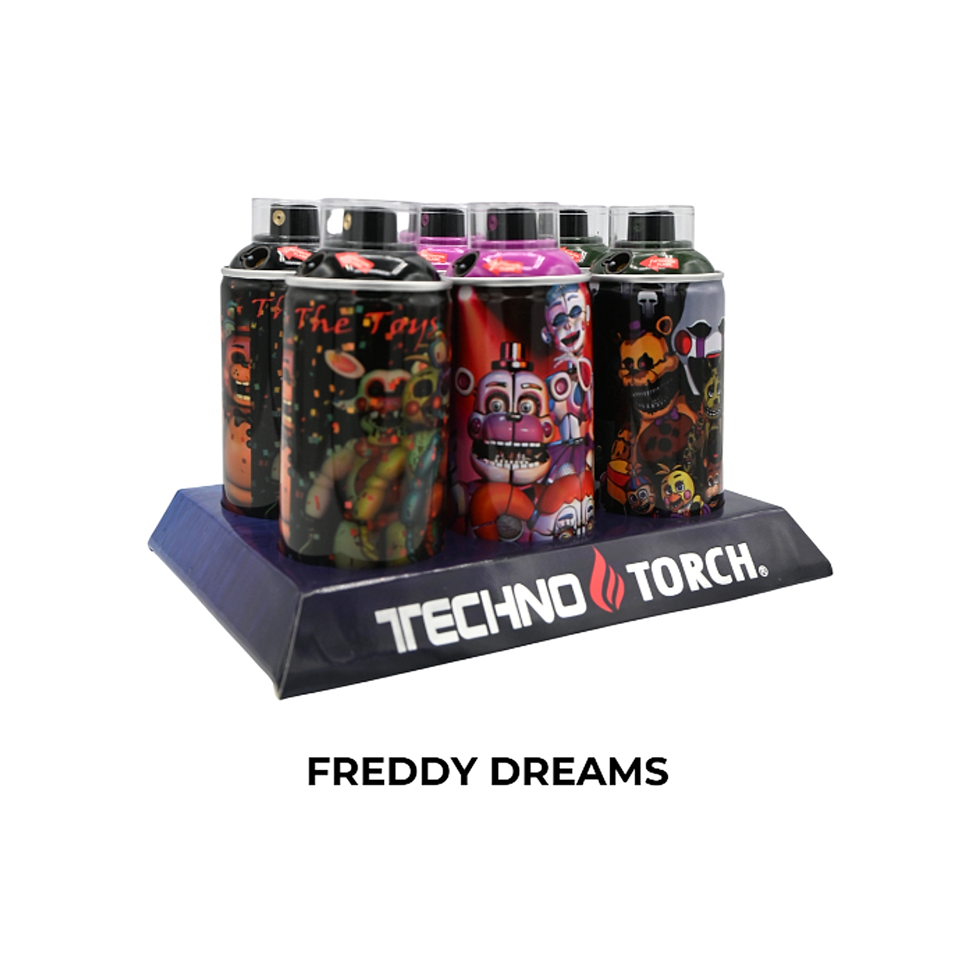 5" Techno Small Spray Can Torch Lighters - Freddy Dreams - 6ct