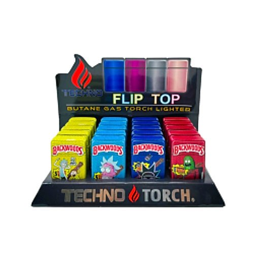 Techno BKW Flip Top Butane Gas Torch Lighter - 20ct