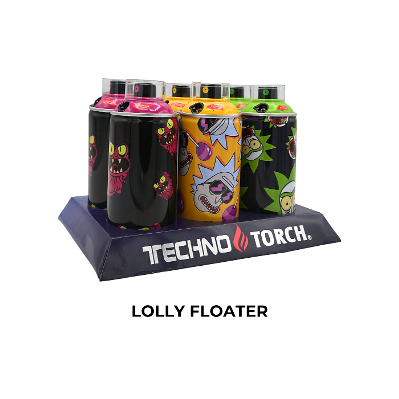 5" Techno Small Spray Can Torch Lighters - Lolly Floater - 6ct