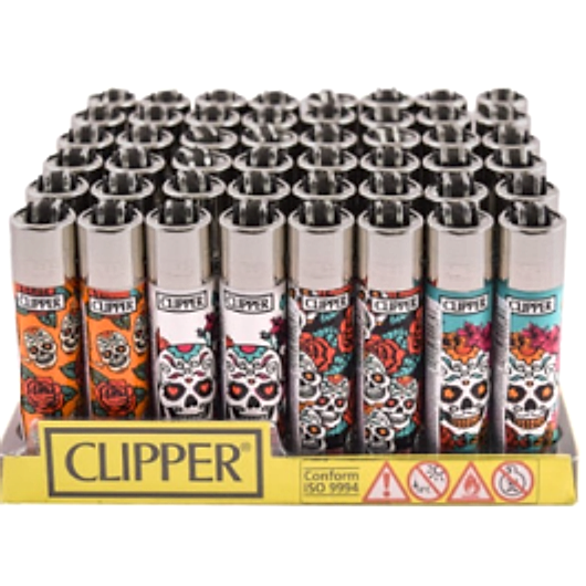 Clipper Skull Series Lighters - 48ct