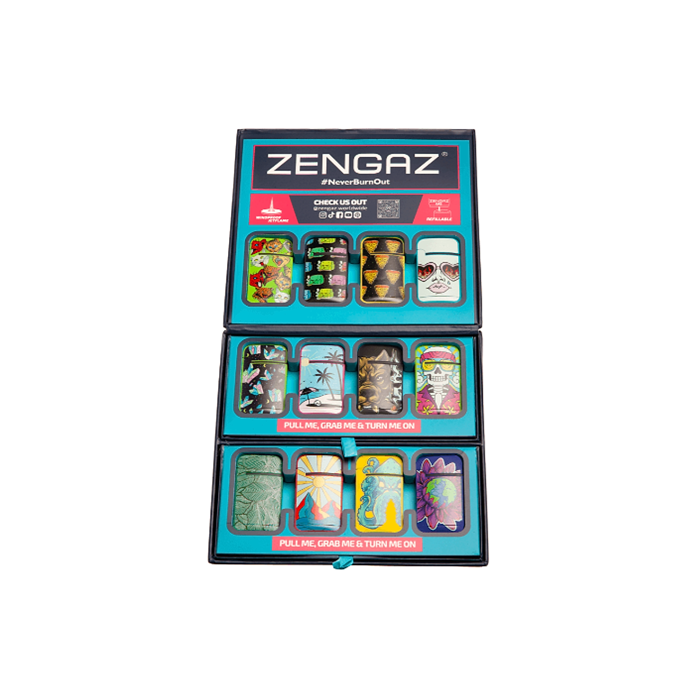 Zengaz Wing (ZL-13) Jet Rubberized Cube Lighters - 48ct
