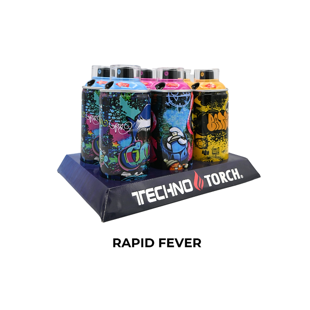 5" Techno Small Spray Can Torch Lighters - Rapid Fever - 6ct