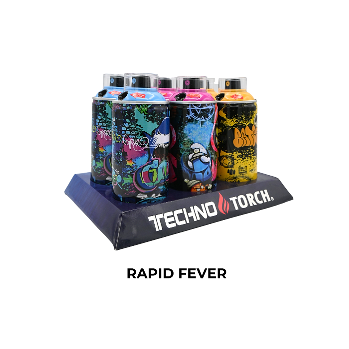 5" Techno Small Spray Can Torch Lighters - Rapid Fever - 6ct