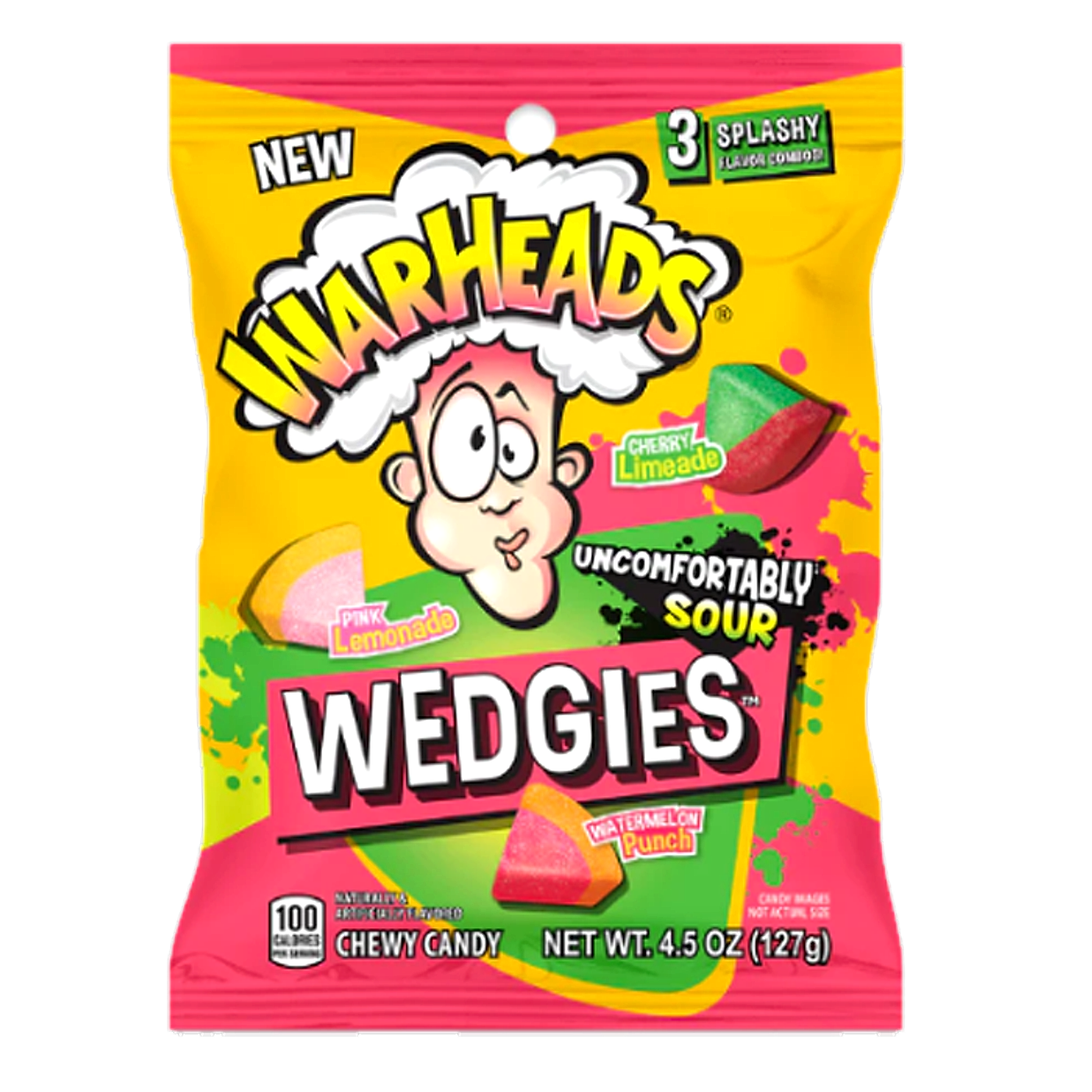 Warheads Wedgies Cubes Peg Bags - 128g -12ct