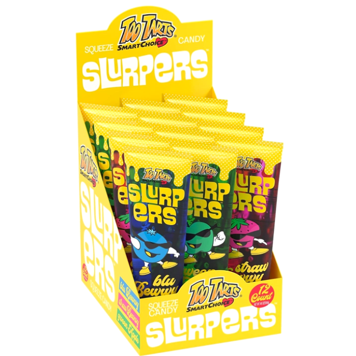 Too Tarts Slurpers Squeeze Candy - 3 Sweet Fruit 114g - 12ct