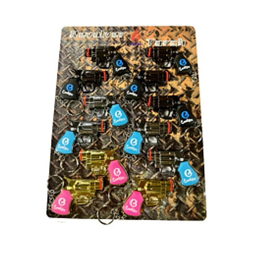 Techno Cookies Revolver Lighter W/Key Ring on Cardboard - 12ct