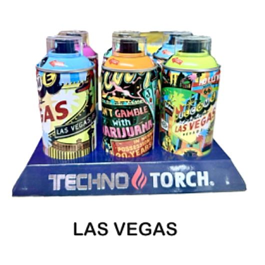 5" Techno Small Spray Can Torch Lighters - Las Vegas - 6ct