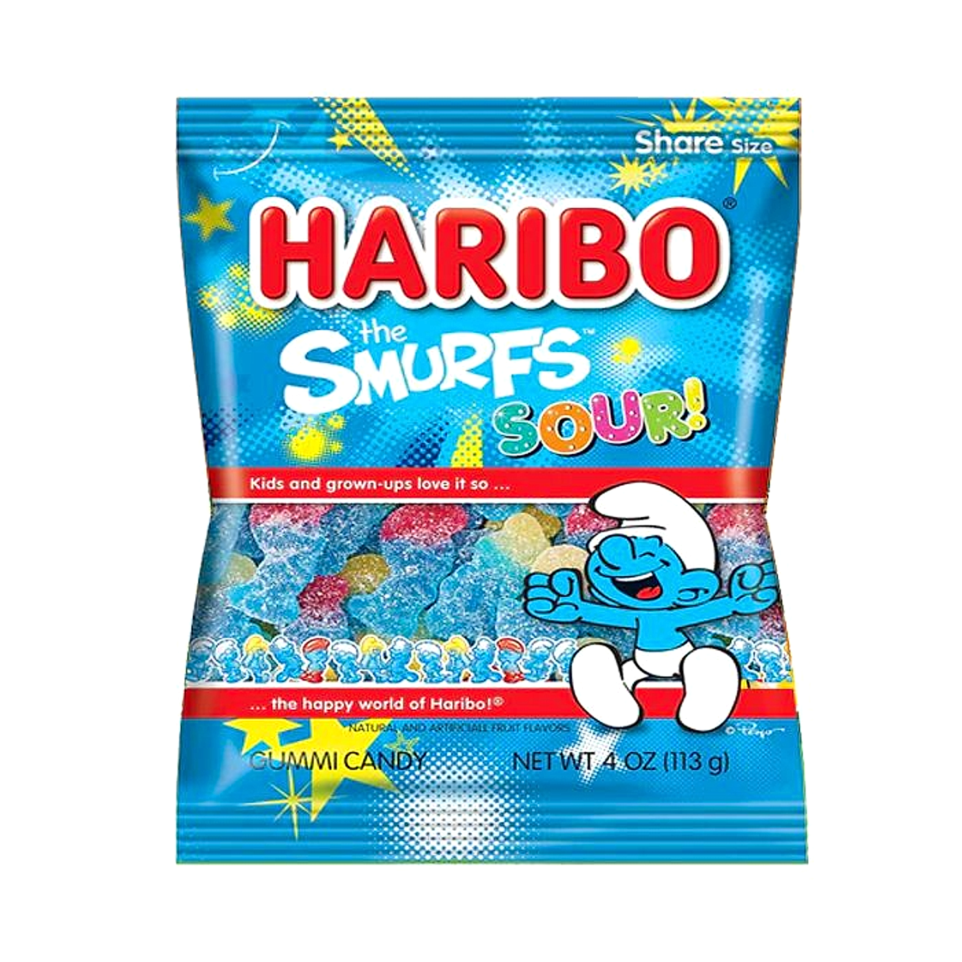 Haribo Gummi Candy - Sour Smurfs - 113g -12ct