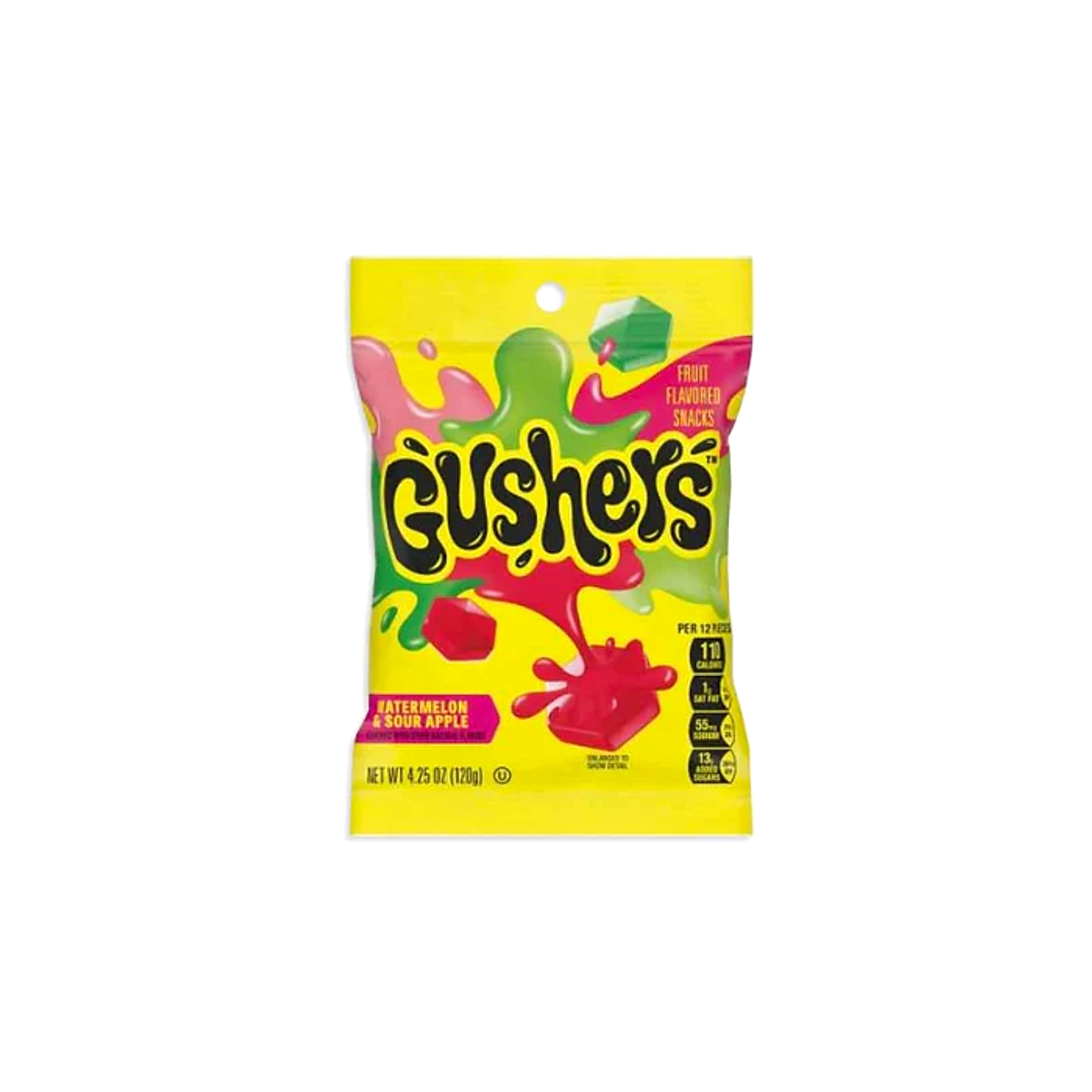 Gushers Candy Peg Bag - Watermelon & Sour Apple - 120g -8ct