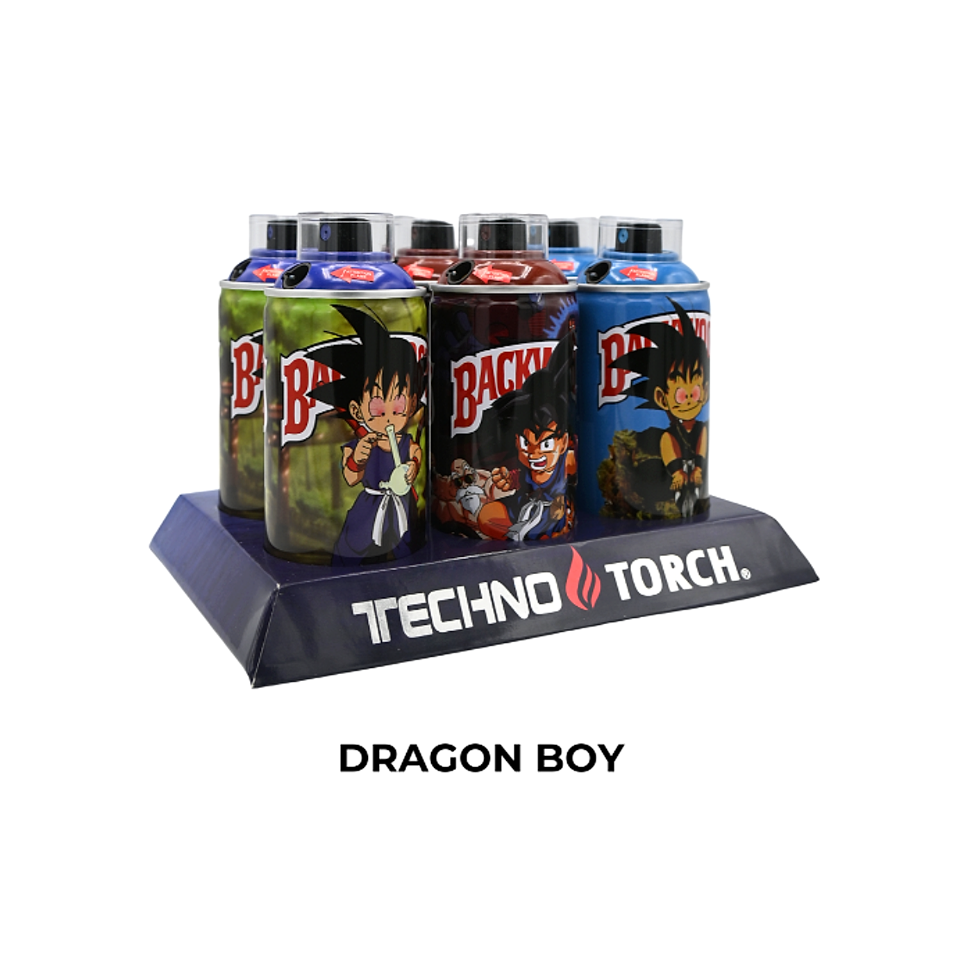 5" Techno Small Spray Can Torch Lighters - BW Dragon Boy - 6ct