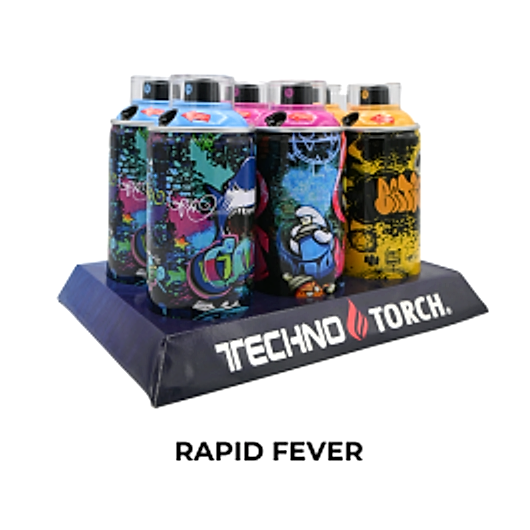 5" Techno Small Spray Can Torch Lighters - Rapid Fever - 6ct