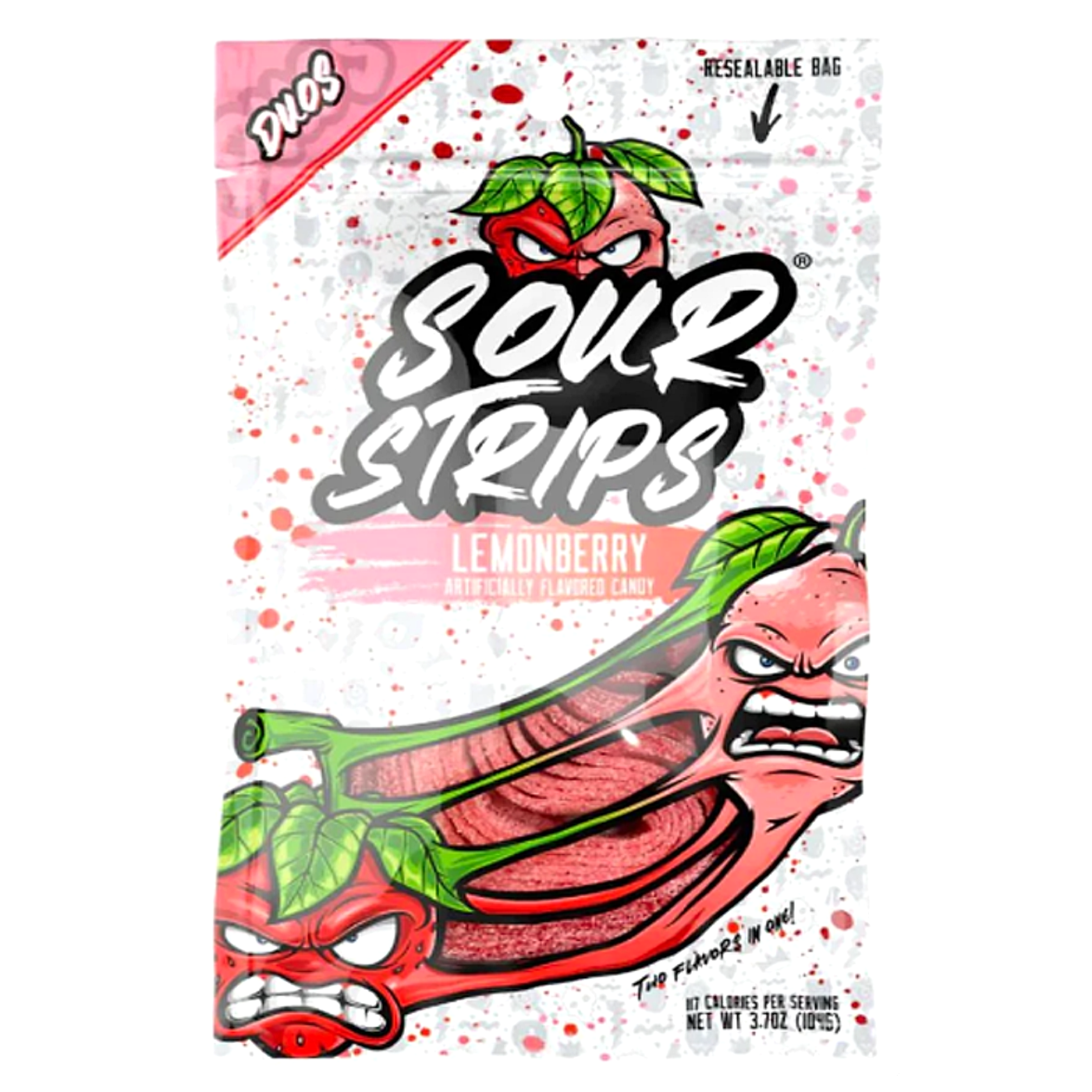 Sour Strips Candy Peg Bag - Lemonberry - 97g -12ct