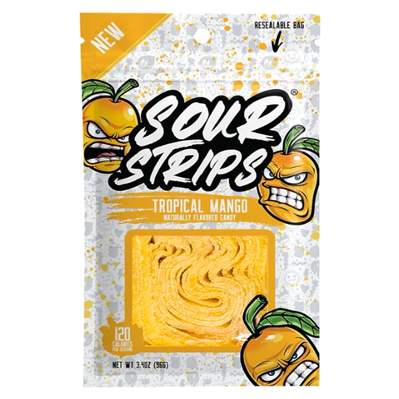 Sour Strips Candy Peg Bag - Tropical Mango - 97g -12ct