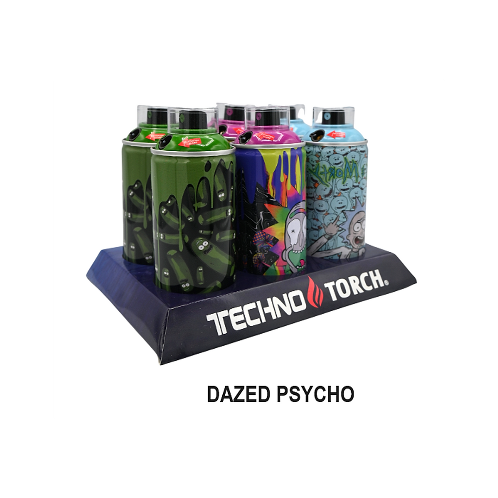 5" Techno Small Spray Can Torch Lighters - RM Dazed Psycho - 6ct